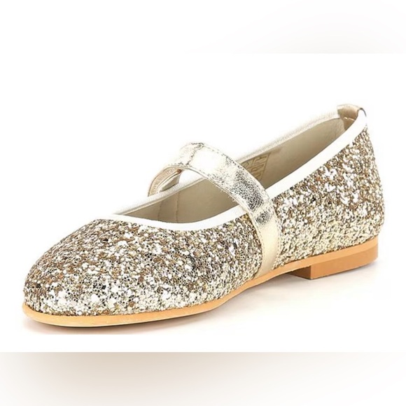NEW Childrenchic Girls' Gold Glitter Mary Jane Flats - Picture 2 of 12